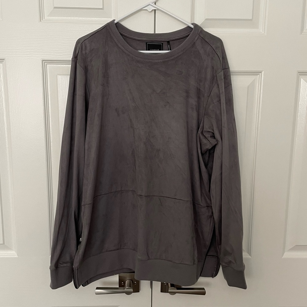 Cohesive & Co. Dove grey faux suede sweatshirt